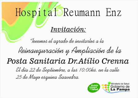 Re-inauguración y Ampliación Posta Sanitaria Dr. Atilio Crenna